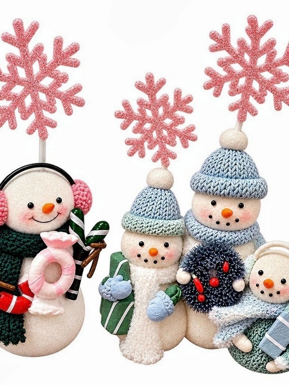 Snowman Holiday Decor in White & Blue Like New